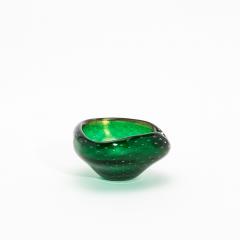 Hand Blown Murano Bowl in Green with 24 Karat Gold Flecks and Bullicante Detaili - 4208304