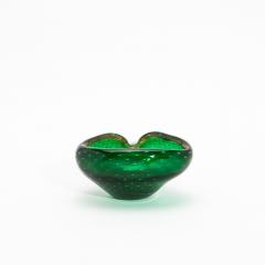 Hand Blown Murano Bowl in Green with 24 Karat Gold Flecks and Bullicante Detaili - 4208306