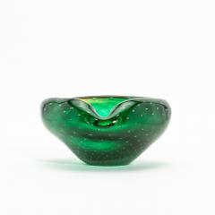 Hand Blown Murano Bowl in Green with 24 Karat Gold Flecks and Bullicante Detaili - 4208307