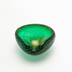 Hand Blown Murano Bowl in Green with 24 Karat Gold Flecks and Bullicante Detaili - 4208316