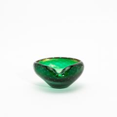 Hand Blown Murano Bowl in Green with 24 Karat Gold Flecks and Bullicante Detaili - 4208347