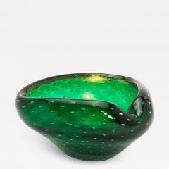 Hand Blown Murano Bowl in Green with 24 Karat Gold Flecks and Bullicante Detaili - 4208722