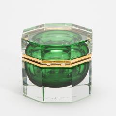 Hand Blown Murano Box in Emerald Green with Brass Fittings - 4236301