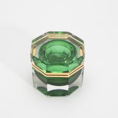 Hand Blown Murano Box in Emerald Green with Brass Fittings - 4236304