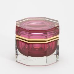 Hand Blown Murano Box in Ruby with Brass Fittings - 4236887