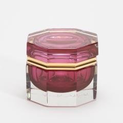 Hand Blown Murano Box in Ruby with Brass Fittings - 4236888