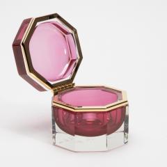 Hand Blown Murano Box in Ruby with Brass Fittings - 4236889