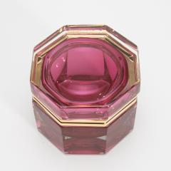 Hand Blown Murano Box in Ruby with Brass Fittings - 4236890