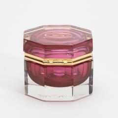 Hand Blown Murano Box in Ruby with Brass Fittings - 4236899