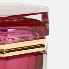 Hand Blown Murano Box in Ruby with Brass Fittings - 4236901
