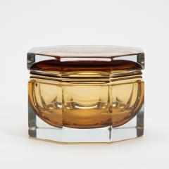 Hand Blown Murano Box in Tobacco with Brass Fittings - 4236359