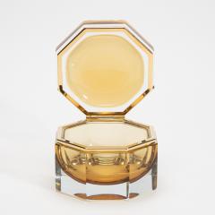 Hand Blown Murano Box in Tobacco with Brass Fittings - 4236374