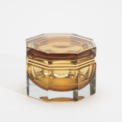 Hand Blown Murano Box in Tobacco with Brass Fittings - 4236375
