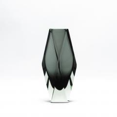 Hand Blown Murano Briolette Vase in Grey - 4214637