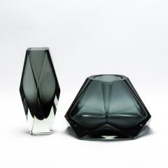 Hand Blown Murano Briolette Vase in Grey - 4214638