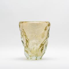 Hand Blown Murano Burri Vase in Clear with 24 karat Gold Flecks - 4210834