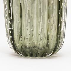 Hand Blown Murano Cactus Vase in Fern Green with Bubbles Large - 4229215