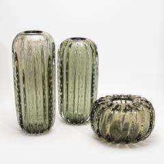 Hand Blown Murano Cactus Vase in Fern Green with Bubbles Large - 4229248