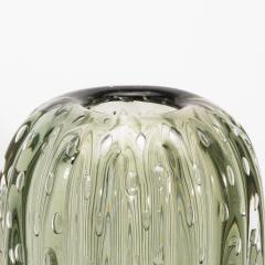 Hand Blown Murano Cactus Vase in Fern Green with Bubbles Medium - 4227125