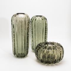 Hand Blown Murano Cactus Vase in Fern Green with Bubbles Medium - 4227134