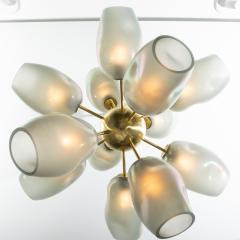 Hand Blown Murano Chandelier with Grey Smoke Glass and Satin Brass Fittings - 3884415