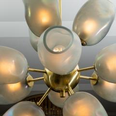 Hand Blown Murano Chandelier with Grey Smoke Glass and Satin Brass Fittings - 3884419