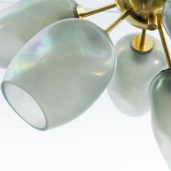 Hand Blown Murano Chandelier with Grey Smoke Glass and Satin Brass Fittings - 3884423