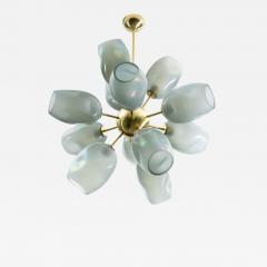 Hand Blown Murano Chandelier with Grey Smoke Glass and Satin Brass Fittings - 3884995