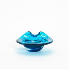 Hand Blown Murano Dish in Aqua Blue with 24 Karat Gold Flecks - 4208323