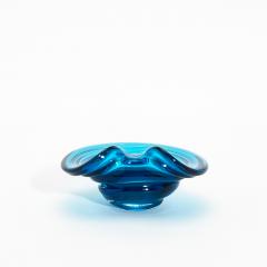 Hand Blown Murano Dish in Aqua Blue with 24 Karat Gold Flecks - 4208326