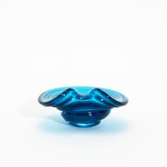 Hand Blown Murano Dish in Aqua Blue with 24 Karat Gold Flecks - 4208327