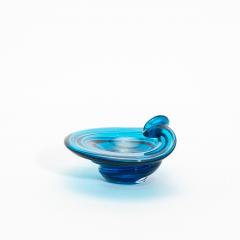 Hand Blown Murano Dish in Aqua Blue with 24 Karat Gold Flecks - 4208355