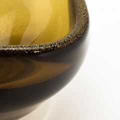 Hand Blown Murano Dish in Tobacco With 24 Karat Gold Flecks - 4208309