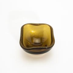 Hand Blown Murano Dish in Tobacco With 24 Karat Gold Flecks - 4208345