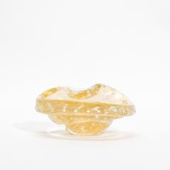 Hand Blown Murano Dish with 24 Karat Gold Flecks and Bullicante Detailing - 4208398