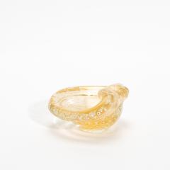 Hand Blown Murano Dish with 24 Karat Gold Flecks and Bullicante Detailing - 4208399