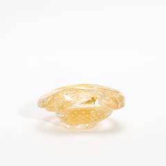 Hand Blown Murano Dish with 24 Karat Gold Flecks and Bullicante Detailing - 4208400