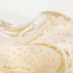 Hand Blown Murano Dish with 24 Karat Gold Flecks and Bullicante Detailing - 4208403