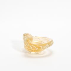 Hand Blown Murano Dish with 24 Karat Gold Flecks and Bullicante Detailing - 4208432