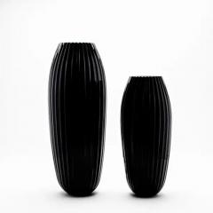 Hand Blown Murano Extra Tall Modern Vase in Onyx Black - 3896028