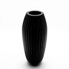 Hand Blown Murano Extra Tall Modern Vase in Onyx Black - 3896031