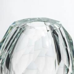 Hand Blown Murano Facet Thick Vase in Clear - 3852329
