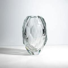 Hand Blown Murano Facet Thick Vase in Clear - 3852358