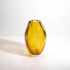 Hand Blown Murano Facet Vase in Amber Large - 3852208