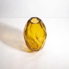 Hand Blown Murano Facet Vase in Amber Large - 3852209