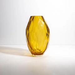 Hand Blown Murano Facet Vase in Amber Large - 3852210