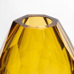 Hand Blown Murano Facet Vase in Amber Large - 3852211