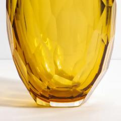 Hand Blown Murano Facet Vase in Amber Large - 3852212