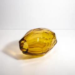 Hand Blown Murano Facet Vase in Amber Large - 3852213