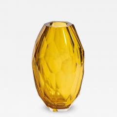 Hand Blown Murano Facet Vase in Amber Large - 3875101